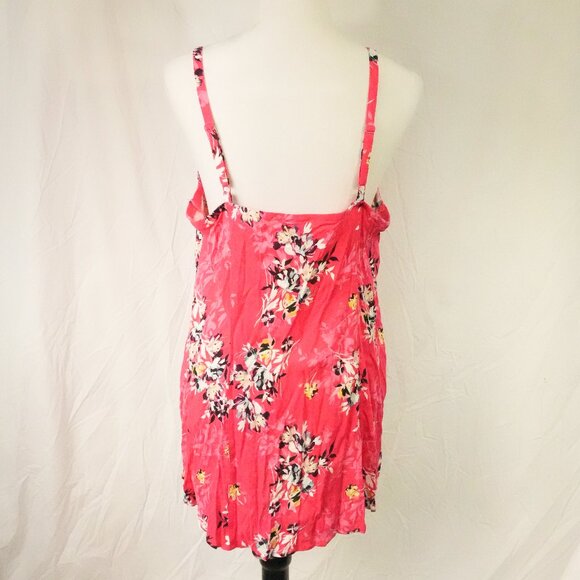 Torrid Linen Look LNC Adjustable Size 1 Bright Vibrant Pink Floral Tank Top - Picture 4 of 8